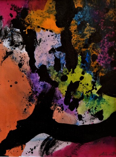 Peinture intitulée "Variations colorées…" par Dominique Jolivet, Œuvre d'art originale, Aquarelle