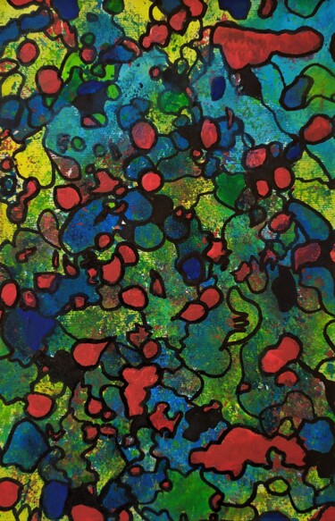 Peinture intitulée "Eclats multicolores…" par Dominique Jolivet, Œuvre d'art originale, Acrylique