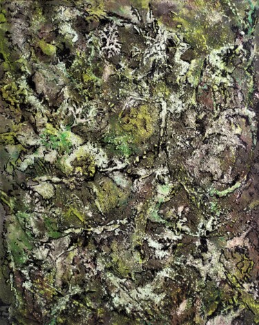 Schilderij getiteld "Mousse et lichens 1" door Dominique Jolivet, Origineel Kunstwerk, Pastel