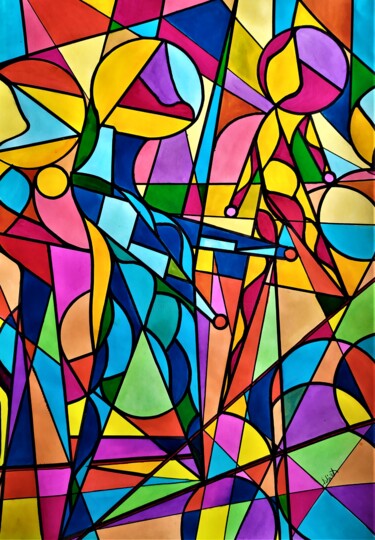 제목이 "Les équilibristes s…"인 미술작품 Dominique Jolivet로, 원작, 수채화