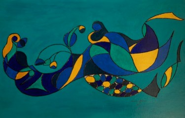 Malerei mit dem Titel "LIANE OCEANE / OCEA…" von Dominique Joyeux, Original-Kunstwerk, Öl