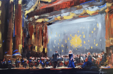 Malerei mit dem Titel "soir de concert" von Dominique Kleiner, Original-Kunstwerk, Öl