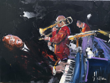 Peinture intitulée "Jazz bar" par Dominique Kleiner, Œuvre d'art originale, Huile