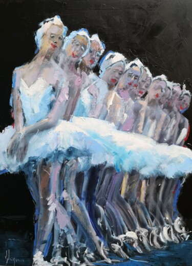 Painting titled "Ballet rouge à lèvr…" by Dominique Kleiner, Original Artwork, Oil