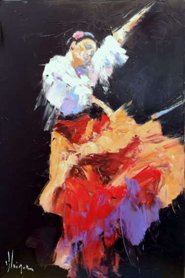 Malerei mit dem Titel "Danseuse de flamenco" von Dominique Kleiner, Original-Kunstwerk, Öl