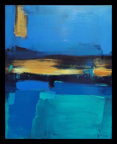 Painting titled "Bleu intense" by Dominique Kleiner, Original Artwork, Oil