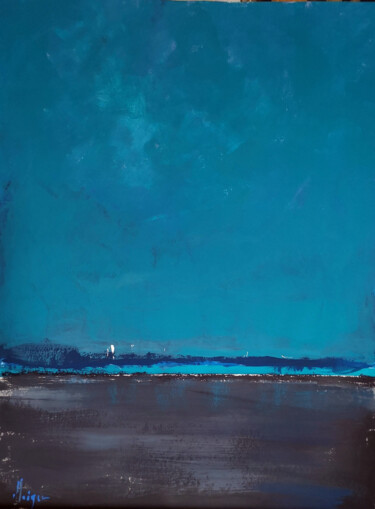 Painting titled "Marine nocturne" by Dominique Kleiner, Original Artwork, Acrylic