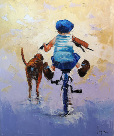 Painting titled "A toute vitesse" by Dominique Kleiner, Original Artwork, Oil