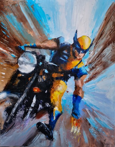 Painting titled "wolverine" by Dominique Kleiner, Original Artwork, Oil