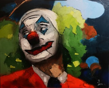 Malerei mit dem Titel "Joker clown" von Dominique Kleiner, Original-Kunstwerk, Öl