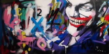 Ζωγραφική με τίτλο "Joker vs Cope 2" από Dominique Kleiner, Αυθεντικά έργα τέχνης, Σπρέι βαφής