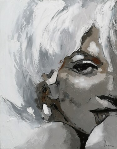 Painting titled "Maryline MONROE" by Dominique Kleiner, Original Artwork, Oil