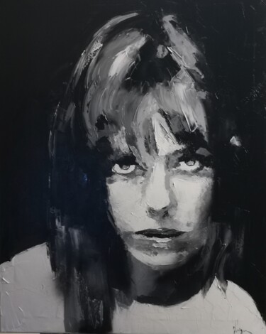 Painting titled "Mlle JANE" by Dominique Kleiner, Original Artwork, Oil