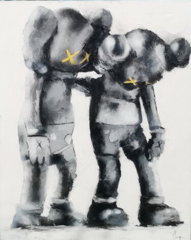 Painting titled "Kaws amis" by Dominique Kleiner, Original Artwork, Oil