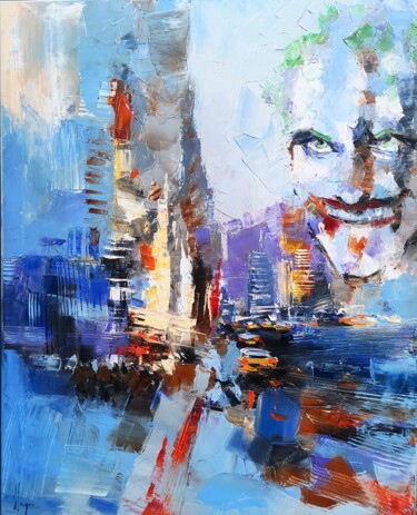 Pintura intitulada "Joker dans la ville" por Dominique Kleiner, Obras de arte originais, Óleo
