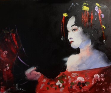 Peinture intitulée "kimono rouge" par Dominique Kleiner, Œuvre d'art originale, Acrylique