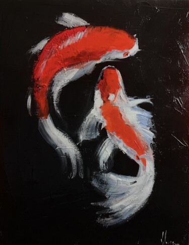 Painting titled "karp" by Dominique Kleiner, Original Artwork, Oil