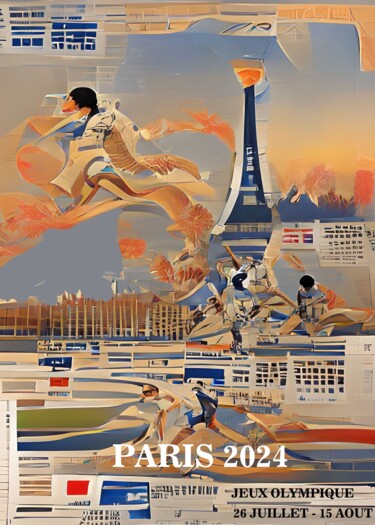 Malarstwo zatytułowany „olympic games Paris…” autorstwa Dominique Kleiner, Oryginalna praca, Malarstwo cyfrowe