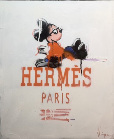 Schilderij getiteld "mickey hermes" door Dominique Kleiner, Origineel Kunstwerk, Graffiti