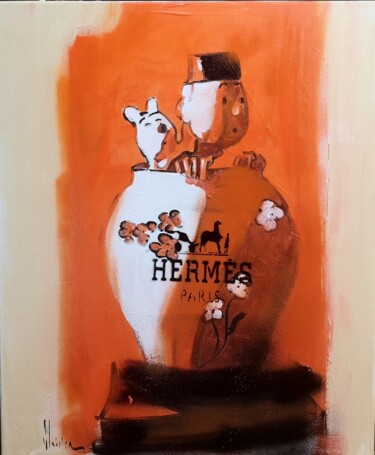 Malerei mit dem Titel "Tintin et le vase H…" von Dominique Kleiner, Original-Kunstwerk, Acryl