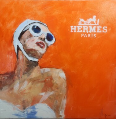 Painting titled "Femme Hermes" by Dominique Kleiner, Original Artwork, Oil