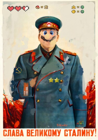 Painting titled "Mario version URSS" by Dominique Kleiner, Original Artwork, Digital Painting