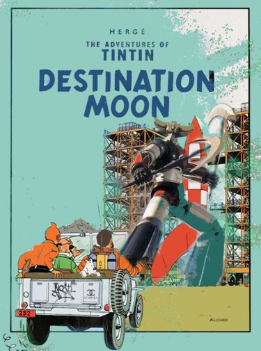 Malerei mit dem Titel "Destination Moon go…" von Dominique Kleiner, Original-Kunstwerk, Digitale Malerei