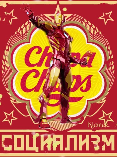 Painting titled "iron man chupa chups" by Dominique Kleiner, Original Artwork, Digital Painting