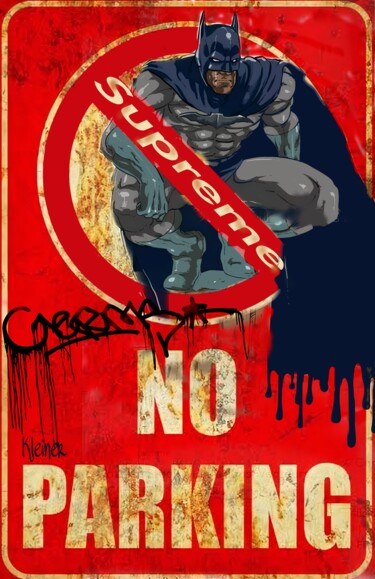 Painting titled "Batman no parking" by Dominique Kleiner, Original Artwork, Digital Painting