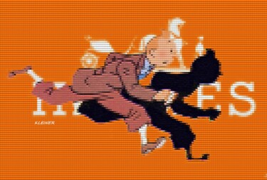 Картина под названием "Tintin au pays d'he…" - Dominique Kleiner, Подлинное произведение искусства, Цифровая живопись