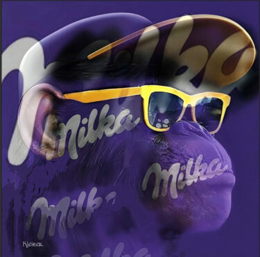 Painting titled "bored milka" by Dominique Kleiner, Original Artwork, Digital Painting