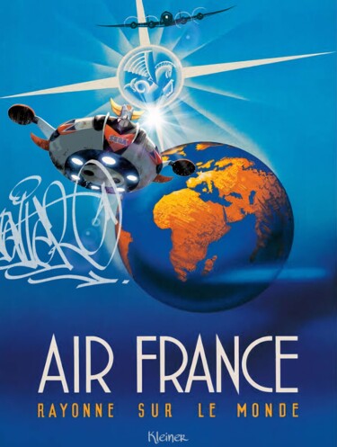 Картина под названием "Air france goldorak" - Dominique Kleiner, Подлинное произведение искусства, Цифровая живопись