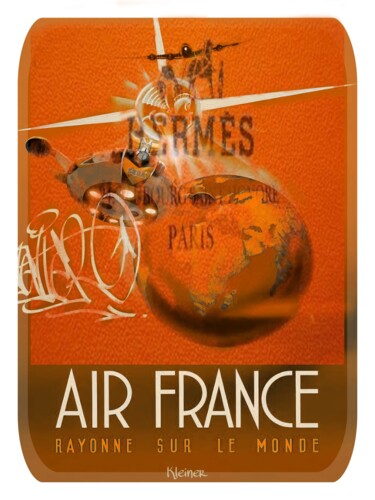 Painting titled "AIR FRANCE HERMES" by Dominique Kleiner, Original Artwork, Digital Painting