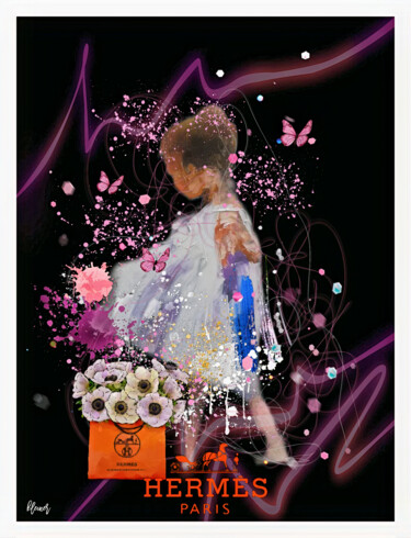 Peinture intitulée "Petite fille Hermès" par Dominique Kleiner, Œuvre d'art originale, Peinture numérique