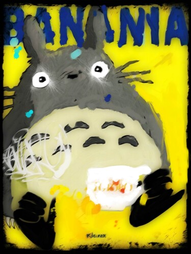 Painting titled "Totoro Banania" by Dominique Kleiner, Original Artwork, Digital Painting