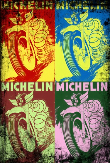 Schilderij getiteld "Goldorak Michelin" door Dominique Kleiner, Origineel Kunstwerk, Digitaal Schilderwerk