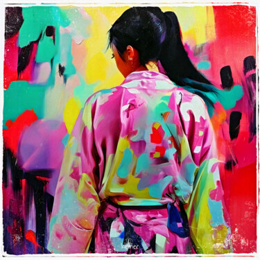 Painting titled "Kimono à Bangkok" by Dominique Kleiner, Original Artwork, Digital Painting