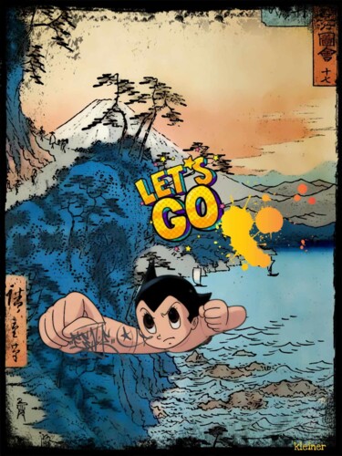 Painting titled "Astro boy let's go" by Dominique Kleiner, Original Artwork, Digital Painting
