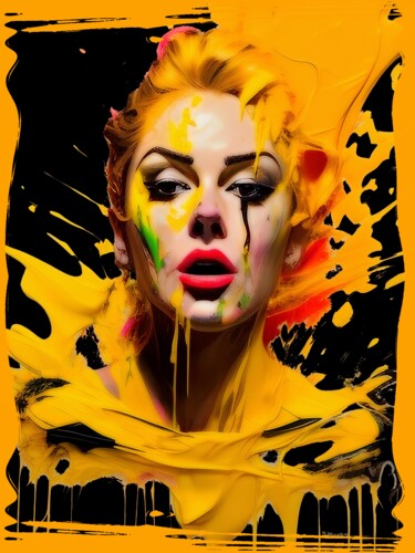 Картина под названием "Yellow girl" - Dominique Kleiner, Подлинное произведение искусства, Цифровая живопись Установлен на Д…