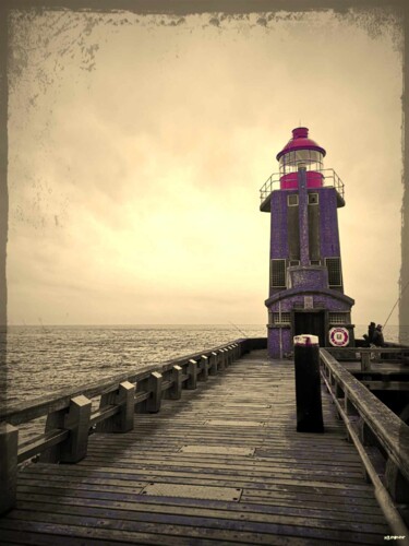 Photographie intitulée "Phare de Fécamp" par Dominique Kleiner, Œuvre d'art originale, Photographie numérique