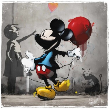 Pintura intitulada "Mickey chez bansky" por Dominique Kleiner, Obras de arte originais, Pintura digital