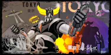 Schilderij getiteld "Tokyo goldorak 2024" door Dominique Kleiner, Origineel Kunstwerk, Digitaal Schilderwerk