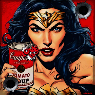 Painting titled "Wonder woman tomato" by Dominique Kleiner, Original Artwork, Digital Painting