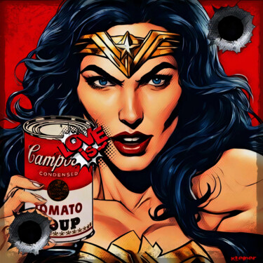 Pittura intitolato "Wonder woman tomato" da Dominique Kleiner, Opera d'arte originale, Pittura digitale