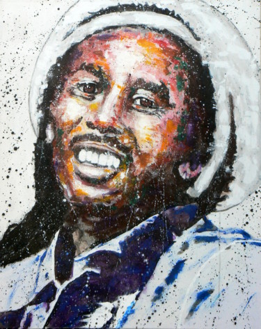 Pittura intitolato "Bob Marley attitude" da Lajous Dominique Dit Lajdo, Opera d'arte originale, Acrilico