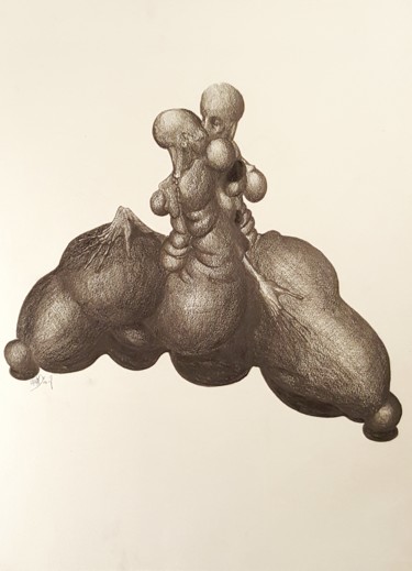 Dessin intitulée "Couple 0707" par Dominique Laude, Œuvre d'art originale, Graphite
