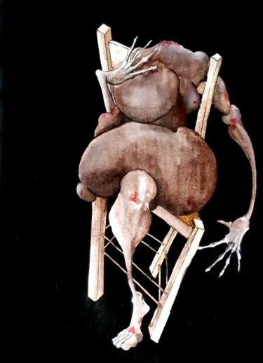 Peinture intitulée "corps-chaise 1117" par Dominique Laude, Œuvre d'art originale, Huile
