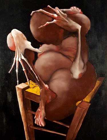 Peinture intitulée "Corps chaise 0118" par Dominique Laude, Œuvre d'art originale, Huile