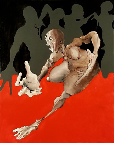 Peinture intitulée "Violence / No means…" par Dominique Laude, Œuvre d'art originale, Huile