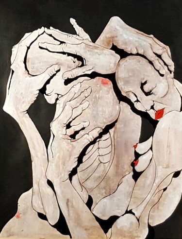 Painting titled "Enlassitude" by Dominique Laude, Original Artwork, Ink